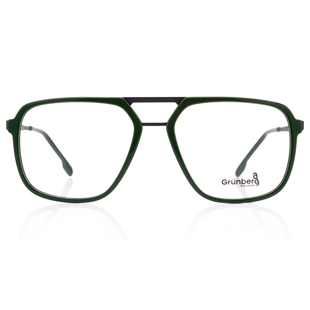 Grunberg 1005 C1 – zielone aviatory, które optycznie poszerzają i skracają twarz podłużną